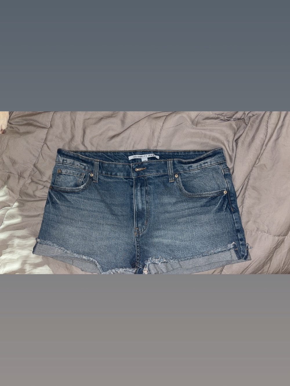 Celebrity Pink Medium Wash Denim Cutoff Shorts